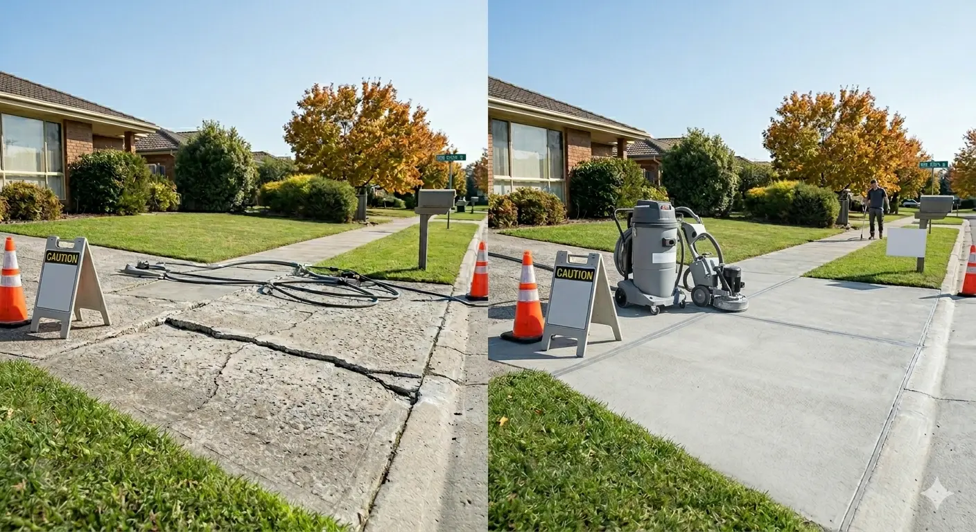 Before and after concrete leveling New Lenox IL