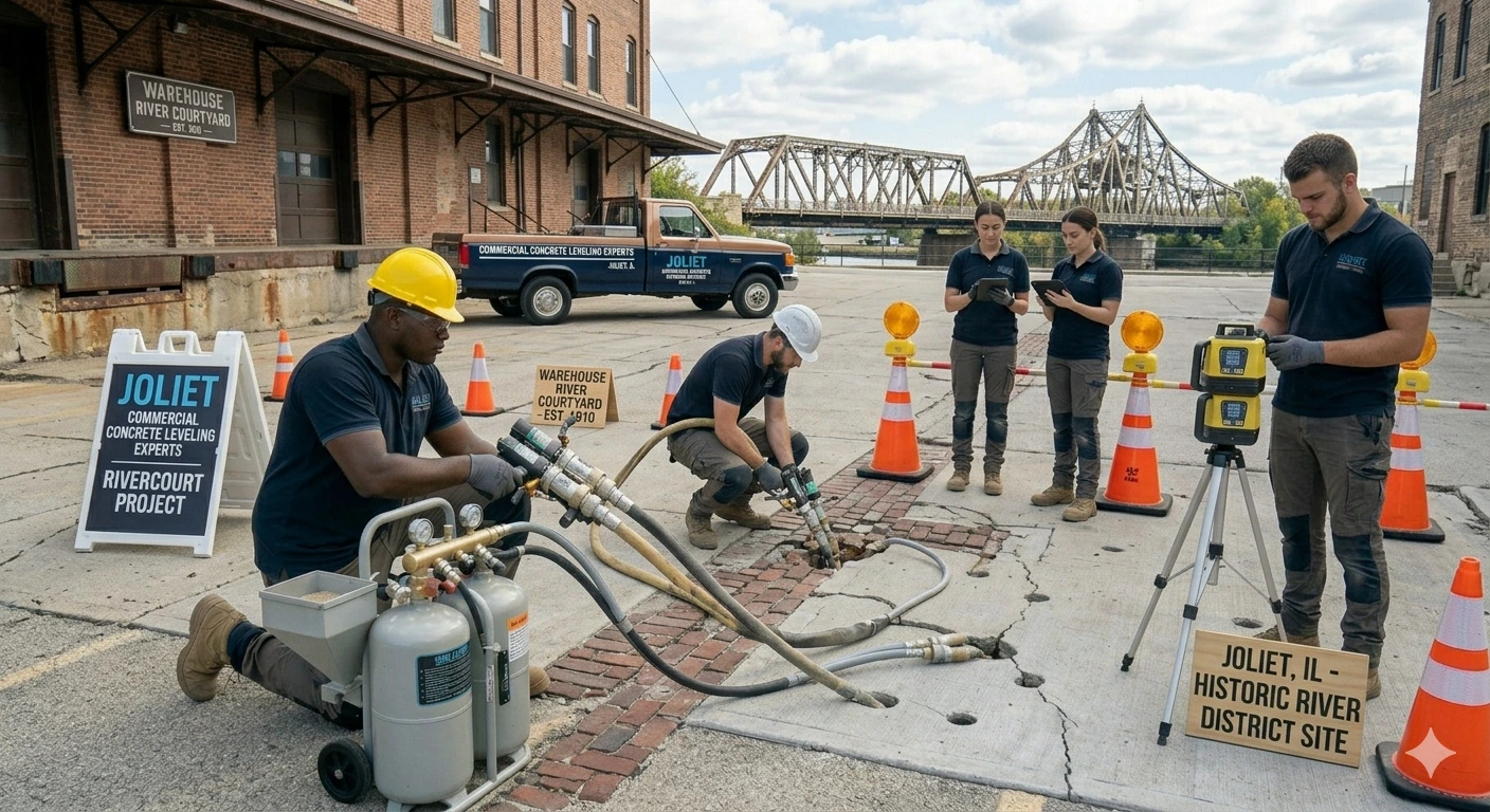 Commercial concrete leveling and repair service Joliet IL