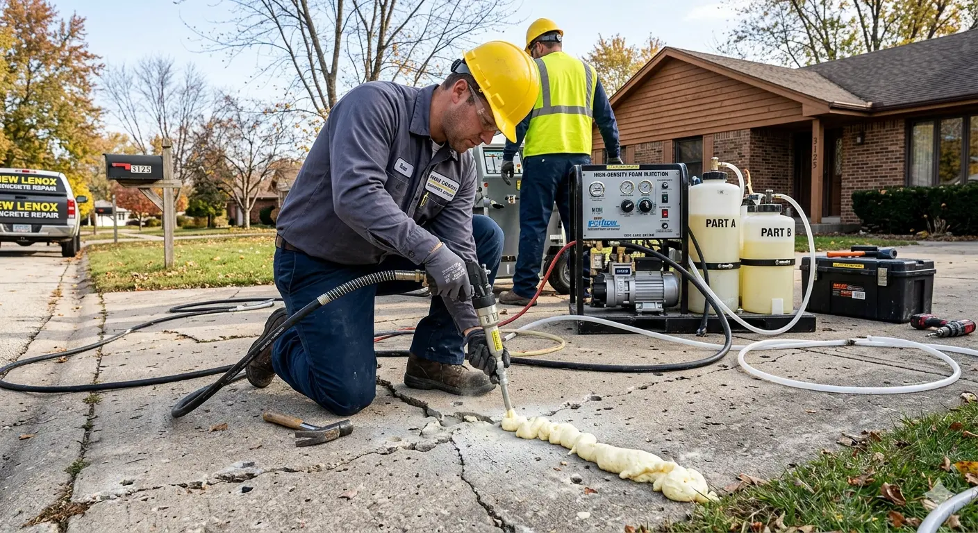 Polyurethane foam injection for concrete repair New Lenox