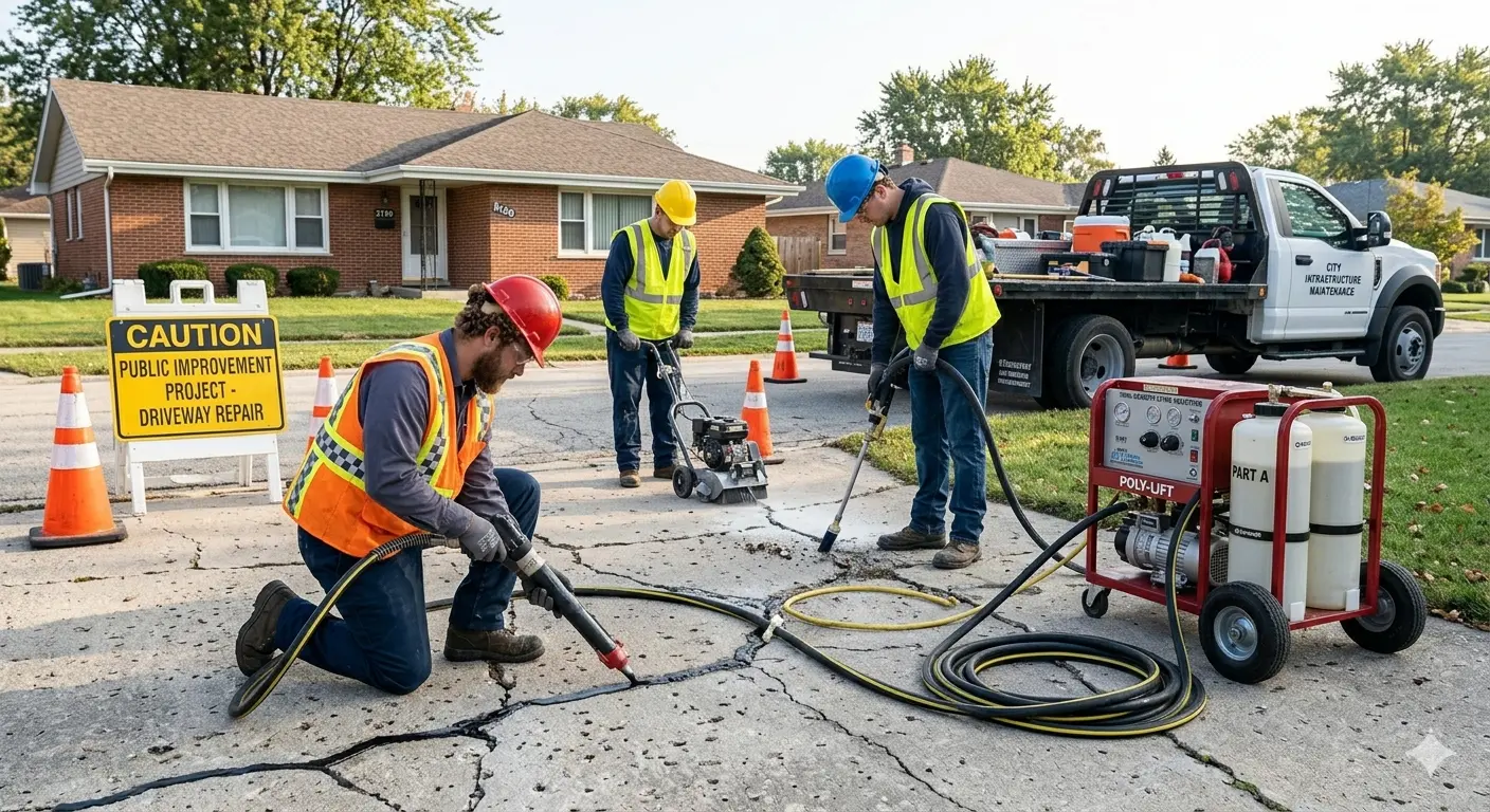 Sidewalk leveling and repair New Lenox IL municipal compliance